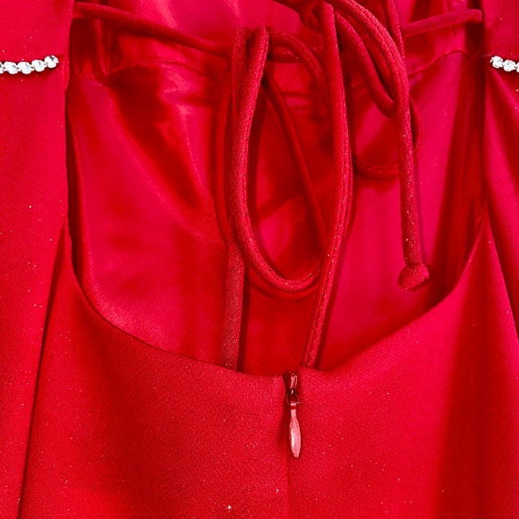 Red gown JUMP APPAREL by WENDYE CHAITIN vintage 80's Made in U.S.A. Size 5/6 - Picture 3 of 9